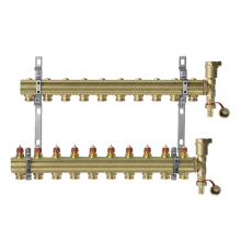 Комплект коллекторов Danfoss FHF-10 set с кронштейнами и воздухоотводчиками, 10 контуров. 088U0710