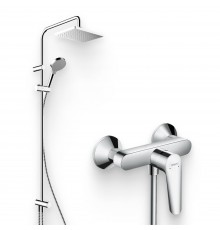 Душевой комплект Смеситель для душа Hansgrohe Logis E 71602000 + Стойка Vernis Shape 26282000 Showerpipe 230 1jet Reno хром