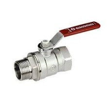 Кран шаровой, Giacomini, R254DL, стандартный проход, 3/4, ВН, ручка-рычаг красный, латунь, хромированный