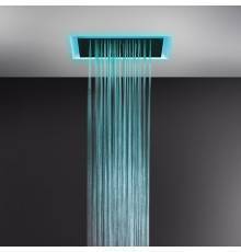 Gessi Afilo Встраиваемая душевая система 500х500мм, троп.ливень,водопад,распыление,хромо+ пульт упр. (треб. блок питания на 12B), окантовка белый CN/панель блестящая сталь. 57016#238,  57509#279,  01723#238 (стар. арт. RIR5402#238)
