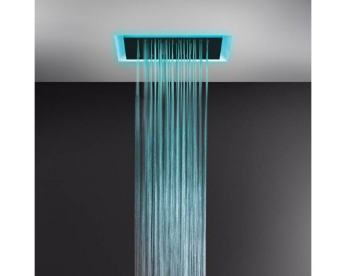 Gessi Afilo Встраиваемая душевая система 500х500мм, троп.ливень,водопад,распыление,хромо+ пульт упр. (треб. блок питания на 12B), окантовка белый CN/панель блестящая сталь. 57016#238,  57509#279,  01723#238 (стар. арт. RIR5402#238)