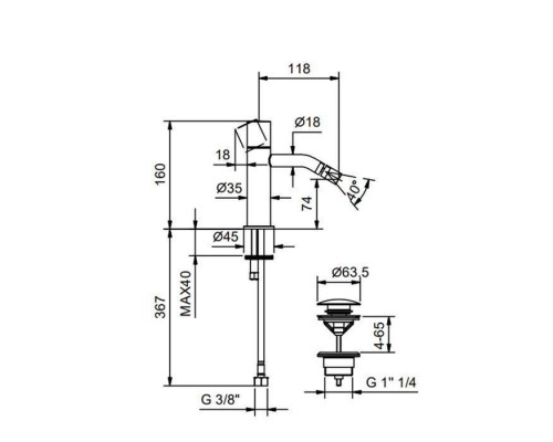 Fantini Nostromo SMALL Смеситель для биде на 1 отв., цвет: черный матовый. 50 13 G908F Fantini Nostromo SMALL Смеситель для биде на 1 отв., цвет: черный матовый. 50 13 G908F