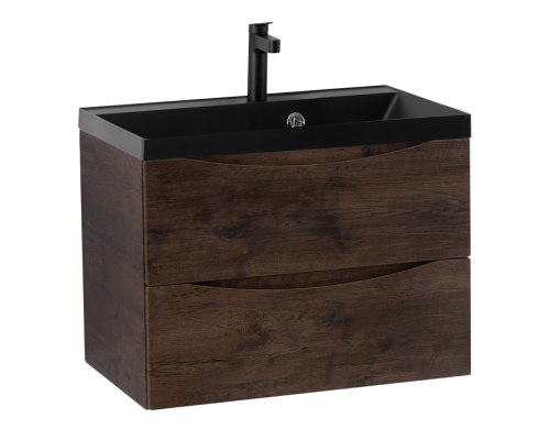 Тумба с раковиной BelBagno Marino 70, подвесная, rovere moro, черная раковина Тумба с раковиной BelBagno Marino 70, подвесная, rovere moro, черная раковина