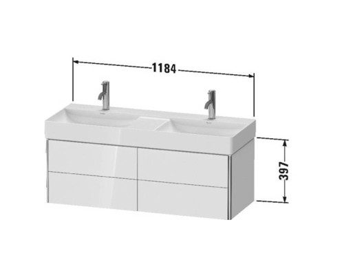Duravit XSquare База подвесная 118.4x46x39.7см с раковиной, 4 ящика, цвет: глянцевый белый. XS416402222,  23531200141