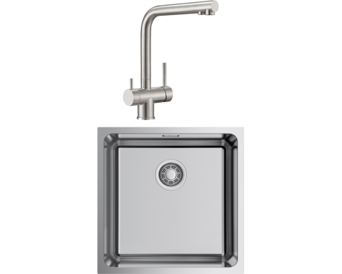 Комплект Мойка кухонная Omoikiri Tadzava 44-U-IN Quadro нержавеющая сталь + Смеситель Milacio Ultra MCU.558.SS нержавеющая сталь