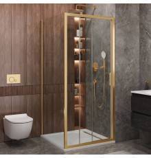 Душевой уголок Cezares Molveno AF 31 90 C BORO IV, 90х90 см, профиль брашированное золото, стекло прозрачное
