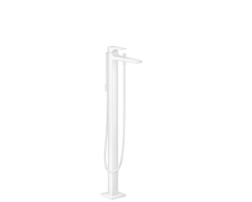 Hansgrohe Metropol Смеситель для ванны, на 1 отв, напольный, с ручным душем, излив 235мм, цвет: белый матовый. 32532700