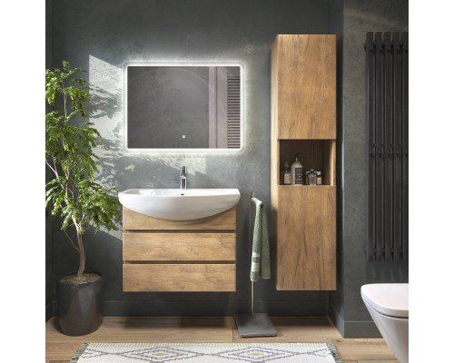 Мебель для ванной комнаты Vigo Wing 60, подвесная, 2 ящика, дуб золотой, раковина Балтика 60