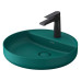Duravit Vitrium Раковина накладная 46см., с 1 отв., круглая, из DuroCast UltraResist, без перелива, с полкой, цвет: аквамарин матовый. 266246HA