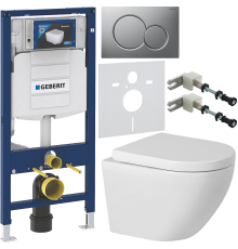 Комплект Унитаз подвесной BelBagno Sfera-r + Крышка Norma BB865SC с микролифтом + Инсталляция Geberit Duofix UP 320 111.300.00.5 + Кнопка Sigma 01 115.770.JQ.5 лакированная, матовый хром + Крепления 111.815.00.1 к стене + Шумоизоляция