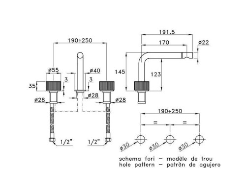 Stella Sirius Смеситель для раковины на 3 отверстия без донного клапана, цвет: хром. SR00021CR00