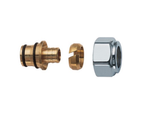 Фитинги цанговые Концовка FAR для труб РЕХ 13X18 , гайка М24х19 (серебро) FL 0425 4443