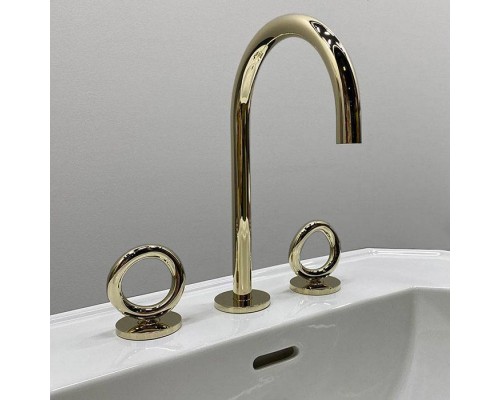 THG Collection O Смеситель для раковины, 3 отв., с донным клапаном, цвет: Soft gold. G4P-F30-151 THG Collection O Смеситель для раковины, 3 отв., с донным клапаном, цвет: Soft gold. G4P-F30-151