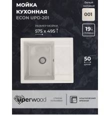 Кухонная мойка из искусственного камня Uperwood ECON UPD-201-001, прямоугольная, белая матовая