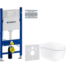 Комплект Унитаз подвесной Geberit AquaClean Mera Comfort 146.214.11.1 с системой удаления запахов, альпийский белый + Инсталляция Duofix Delta 458.149.21.1 с кнопкой смыва, хром + Шумоизоляция 156.050.00.1