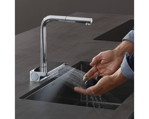 Hansgrohe Aquno Select M81 Смеситель для кухни, 1 отв., с вытяжным душем, sBox, цвет: хром. 73830000 Hansgrohe Aquno Select M81 Смеситель для кухни, 1 отв., с вытяжным душем, sBox, цвет: хром. 73830000