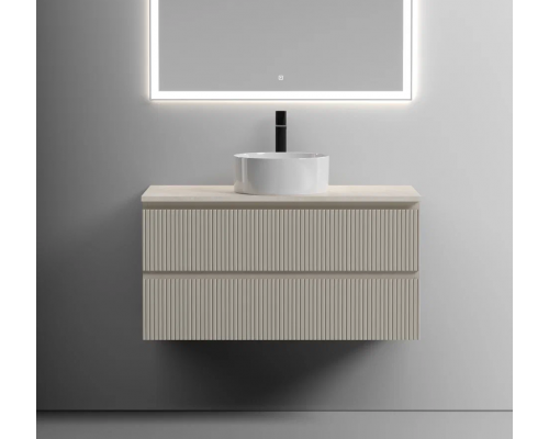 Тумба под раковину Sancos Snob T 100 со столешницей, beige soft, бежевая, с отв. под смеситель Тумба под раковину Sancos Snob T 100 со столешницей, beige soft, бежевая, с отв. под смеситель