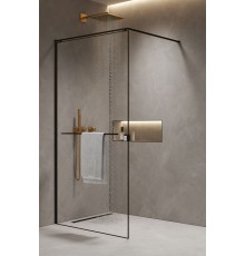 Душевое ограждение 10002000 мм, 8мм прозрачное, EasyClean, цвет профиля черный матовый AQM3720-2-10