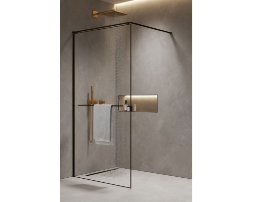 Душевое ограждение 10002000 мм, 8мм прозрачное, EasyClean, цвет профиля черный матовый AQM3720-2-10