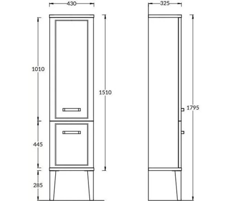 Kerama Marazzi Pompei Пенал 150см., напольный\подвесной, цвет: камео бежевый. PO.M.150\CAM