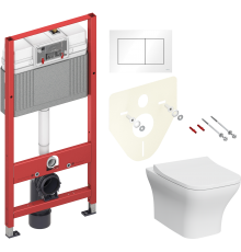 Комплект Унитаз подвесной VitrA Zentrum Square 7484B003-0075 безободковый + Крышка Integra Square 191-003-009 с микролифтом + Инсталляция TECE Base 9400413 4 в 1 с кнопкой смыва