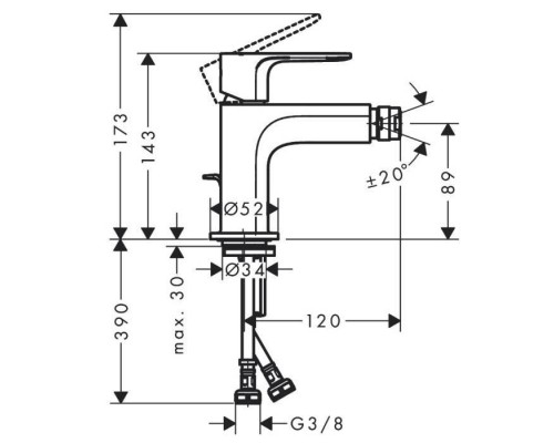 Hansgrohe Rebris S Смеситель для биде, 1 отв., с донным клапаном, цвет: хром. 72211000 Hansgrohe Rebris S Смеситель для биде, 1 отв., с донным клапаном, цвет: хром. 72211000