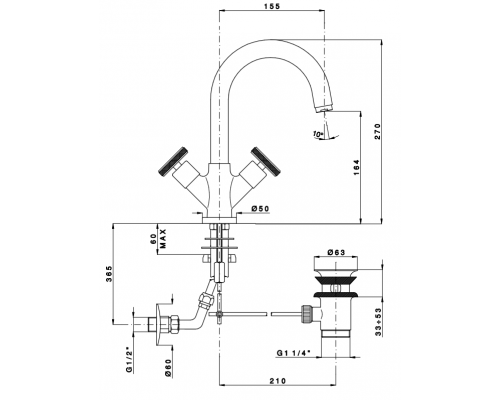 Nicolazzi Arena Смеситель для раковины  с поворотным изливом на 1 отверствие, цвет: хром. 3336CR44