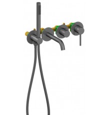 Timo 2314/18YSM Saona Смеситель для ванны настенный, на 4 отв. встраиваемый, Комплект, черное золото 2314/18YSM