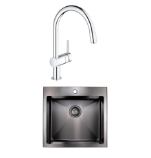 Комплект Мойка Kaiser KSM-5445 вороненая сталь + Смеситель Grohe Minta 3291800E хром