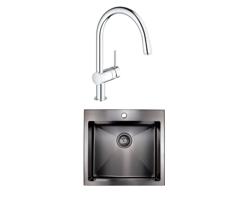 Комплект Мойка Kaiser KSM-5445 вороненая сталь + Смеситель Grohe Minta 3291800E хром Комплект Мойка Kaiser KSM-5445 вороненая сталь + Смеситель Grohe Minta 3291800E хром