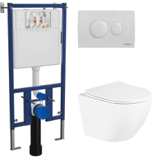 Комплект Унитаз подвесной BelBagno Uno BB3105CHR/SC + Инсталляция DIWO 4501 + Кнопка 7310 белая