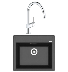 Комплект Мойка Florentina Липси 600 антрацит + Смеситель Grohe Minta 3291800E хром