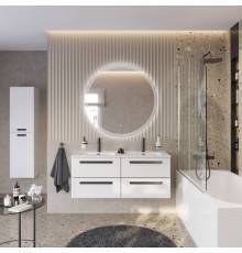 Мебель для ванной комнаты Cezares Eco Cer-N 120, 4 ящика, bianco lucido, раковина Duet 120, двойная, ручки матовые черные