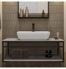 Консоль с раковиной KERAMA MARAZZI Plaza Next 120 подвесная, с раковиной PLR.wb.55.02, черная матовая, серый камень