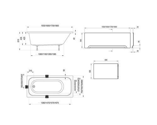 Ravak Chrome Ванна 180х80см, встраиваемая, цвет: белый. CE21000000