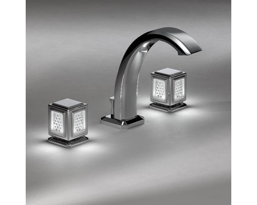 THG Meacute;tropolis cristal clair Смеситель для раковины на 3 отверстия, ручки с подсветкой, с донным клапаном, цвет: хром. A2A-A02-151LED