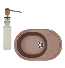 Мойка кухонная Ulgran U-610 307 терракот + дозатор U-01 терракот