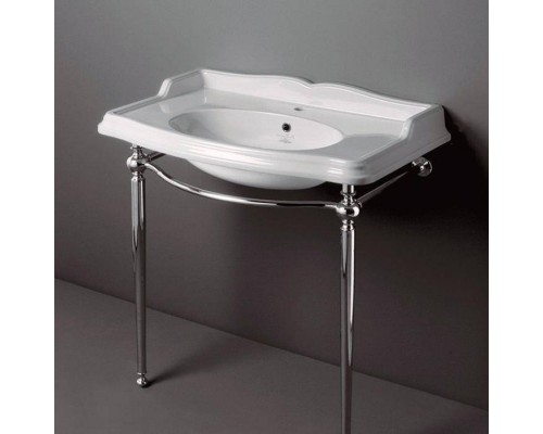 SIMAS Arcade Консоль 90х41.5см, c белой раковиной на 1 отв., напольная, цвет: консоли cromo. ARCG1cr,  AR864bi*1