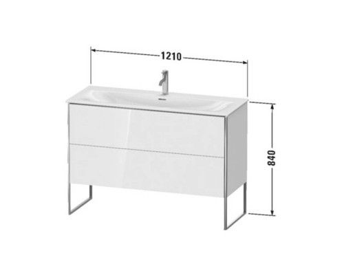 Duravit XSquare Тумба с раковиной 121х59.2x47.8см., напольная, 2 яшика, встроенные ножки с регулировкой по высоте, цвет: Nordic White SaM. 2344120000,  XS452603939