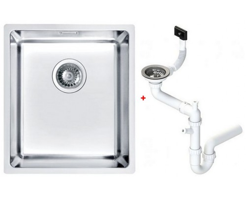 Alv 1100234 Kombino 20 Мойка U, r15, 1 чаша, 1 мм, SAT, 3½ 340х400х195 мм+сифон 1130550, шк 400 1100234