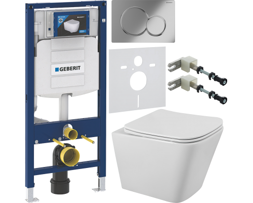 Комплект Унитаз подвесной BelBagno Ardente-R BB520CHR безободковый + Крышка Due BB3103/3106SC с микролифтом + Инсталляция Geberit Duofix UP 320 111.300.00.5 + Кнопка Sigma 01 115.770.21.5 хром + Крепления 111.815.00.1 к стене + Звукоизоляция 156.050.00.1