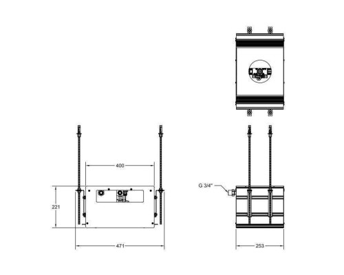Gessi Binario Профиль линейный 250 мм, для 1 модуля, установка Easy-Fix, цвет: Black XL. 61121#299