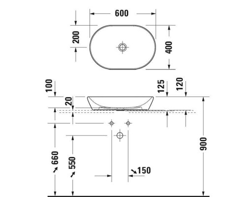 Duravit D-Neo Раковина накладная 60х40cм., без перелива, без отв., цвет: черный матовый. 2372601370 Duravit D-Neo Раковина накладная 60х40cм., без перелива, без отв., цвет: черный матовый. 2372601370