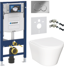 Комплект Унитаз подвесной Ceramicanova Forma CN3011 с микролифтом + Крепления Geberit Duofix 111.815.00.1 к стене + Шумоизоляция 156.050.00.1 + Инсталляция UP 320 111.300.00.5 + Кнопка Sigma 01 115.770.21.5 хром