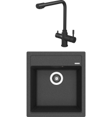 Комплект Мойка кухонная Florentina Липси 460 черная + Смеситель Rush MS9035-33Black черный