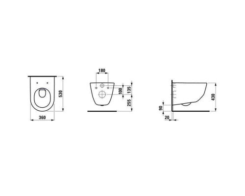 Laufen Pro Унитаз подвесной 36х53х34см., покрытие LCC, цвет: белый. 8.2095.6.400.000.1