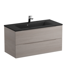 Тумба с раковиной BelBagno Marino 100, подвесная, rovere grigio, черная раковина