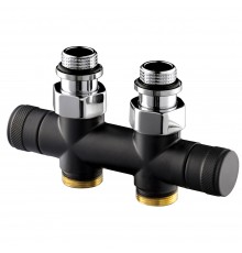 Узел прямой SR Rubinetterie Tondera 50 мм, запорный 1/2 х3/4Е, цвет черный 0692-1500VCES