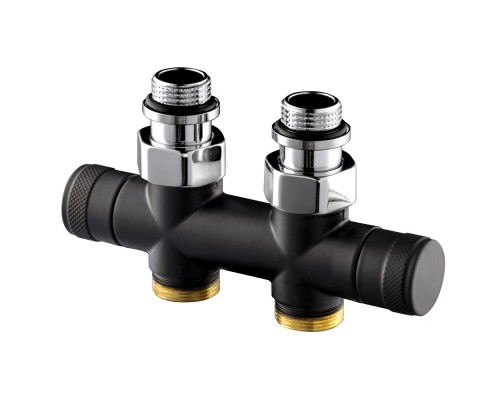 Узел прямой SR Rubinetterie Tondera 50 мм, запорный 1/2 х3/4Е, цвет черный 0692-1500VCES