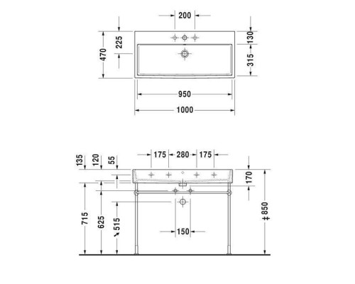 Duravit Vero Air Раковина накладная, 100х47см, с 1 отв., с переливом, цвет: белый. 2350100027